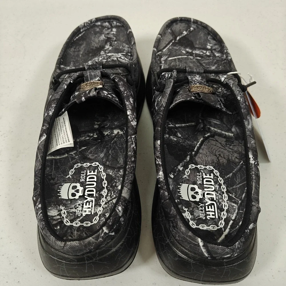 Hey Dude x Jelly Roll Wally Realtree Edge Camo Men's 12 Black Slip On Shoes NWT